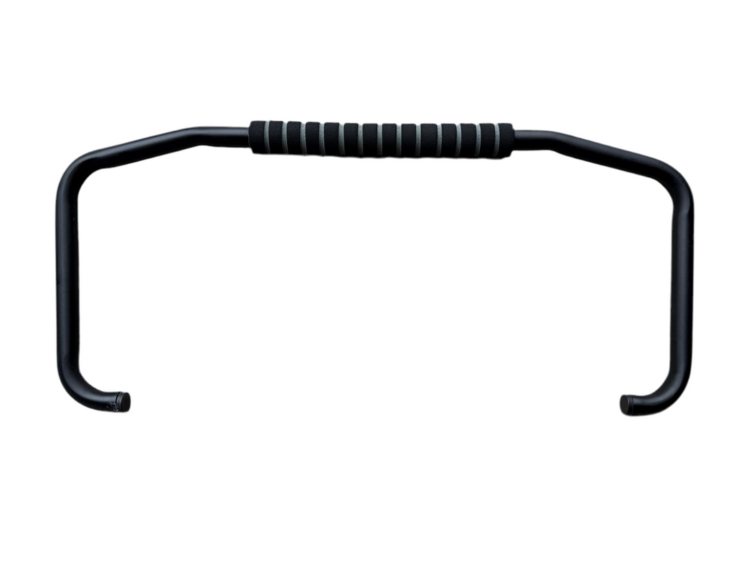 Replacement black metal handle with textured rubber grip for Iceland Coolers, designed for secure and comfortable transport.