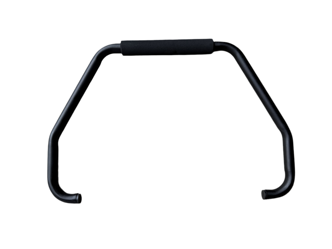 Replacement black metal swing handle with padded grip for Iceland Coolers, designed for comfortable and secure carrying.