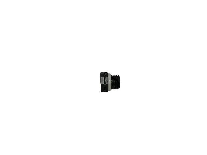 Replacement vent plug for Iceland Coolers Berserker Bucket, shown in black with threaded end and rubber gasket.