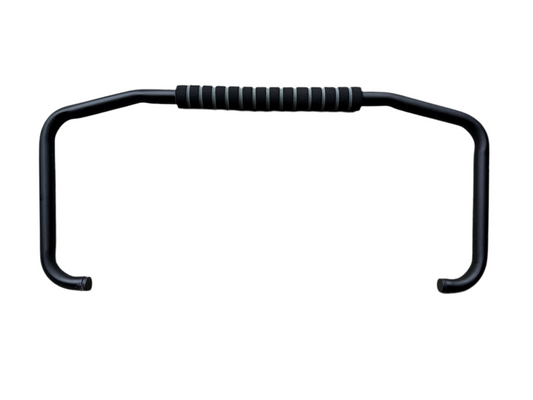 Replacement black metal handle with textured rubber grip for Iceland Coolers, designed for secure and comfortable transport.