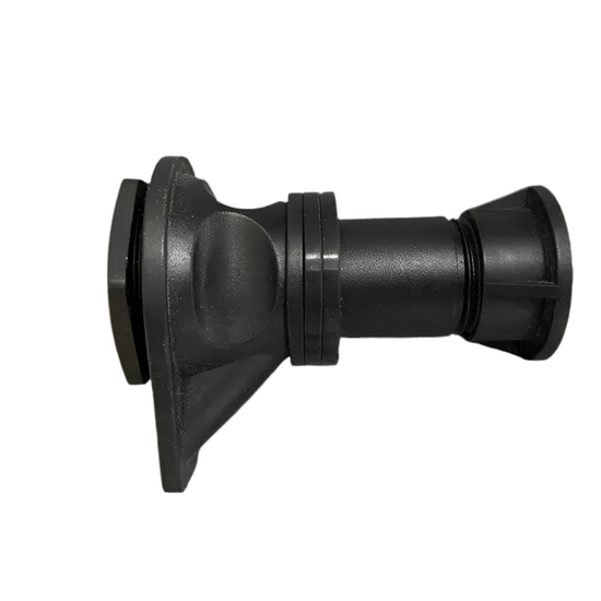 Replacement drain plug assembly for Iceland Coolers, shown in black plastic with threaded cap and rubber seal.