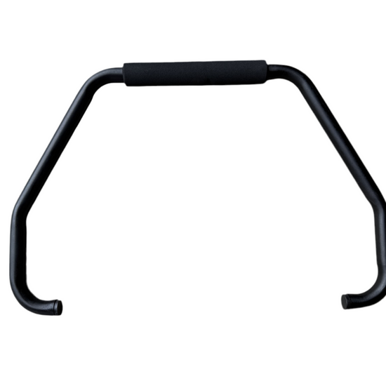 Replacement black metal swing handle with padded grip for Iceland Coolers, designed for comfortable and secure carrying.