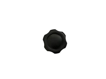Black aerator insertion point cap for Iceland Coolers, shown from top view with grooved edges for easy grip and sealing.
