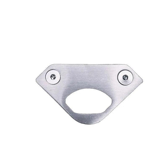 Stainless steel bottle opener from Iceland Coolers, wall-mount style with two screw holes for secure cooler attachment.